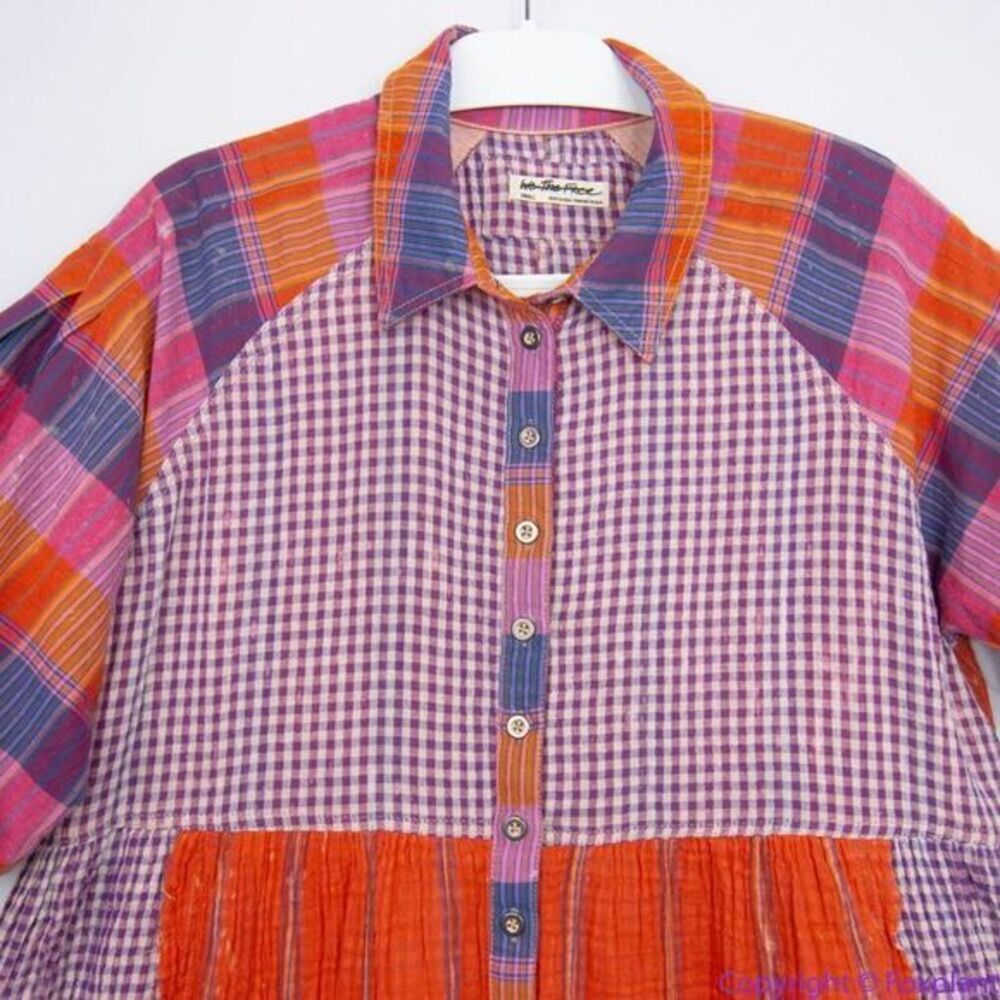 NEW Free People Moon Bay Mixed Plaid Top, XS - Picture 3 of 16